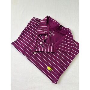 Masters Tech Polo Shirt Mens Size XL Purple Striped Short Sleeve Golf Activewear